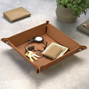 Organisateur de bijoux en cuir végétalien, plateaux de rangement, cuir synthétique, porte-objets multifonctionnel, <span class=keywords><strong>plateau</strong></span> de rangement en similicuir vierge - Product Image 2