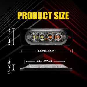 AUXITO 4PCS 4LED Feux de Grille Clignotants Stroboscopiques Blanc Ambre pour Camion 12W - Product Image 6