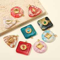 Breloques en résine acrylique motif marbre, plaqué or 18 carats, formes géométriques variées, pendentifs religieux, pour bricolage enfant, vente en gros