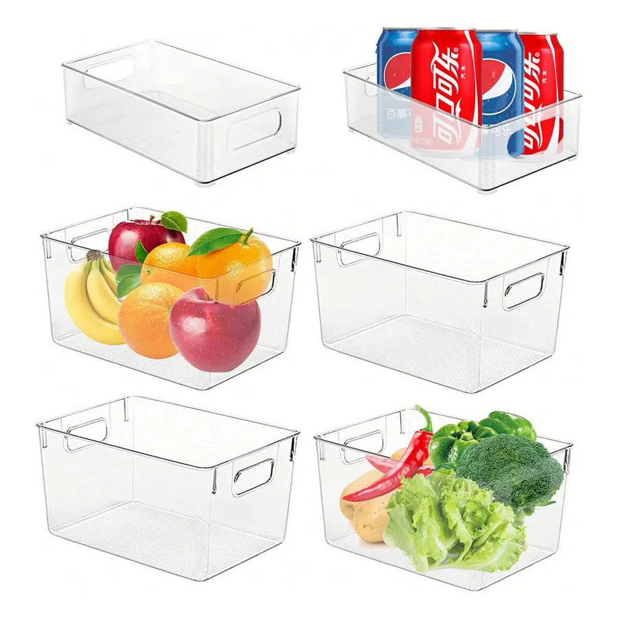 Fridge Storage Acrylic Clear Space Plastic Storage Bins Kitchen Pantry Storage Drawers Transparent Fridge Cabinet Refrigerator Organizers Boxes