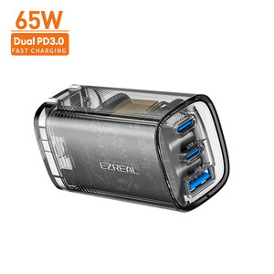 Vina US/EU/UK Plug Gan cargador 65W <span class=keywords><strong>3</strong></span> puertos Usb Pd cargador de teléfono móvil rápido para <span class=keywords><strong>baseus</strong></span> 65W para iPhone Usb a tipo C cargador - Product Image 2