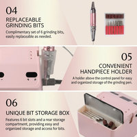 Machine à polir les ongles portable avec écran LCD, 35000 tr/min, en plastique, blanc rose, professionnelle, perceuse à ongles électrique, compatible US/UK
