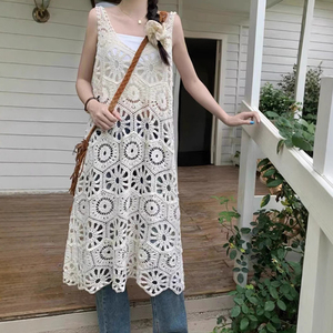 chinese dress ladies Black And White Stripe Women Knit Vest Maxi Dress – GOELIA