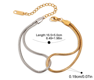 Bracelets classiques en alliage plaqué or bicolore, bijoux unisexes tendance, design simple, bracelets - Product Image 6