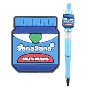 2024 नया डिज़ाइन पेन मनका उच्च गुणवत्ता वाला सिलिकॉन मनका पेन बनाने के लिए छात्र के लिए कार्टून मनका पेन