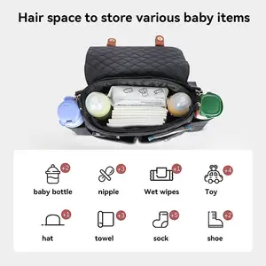 Bolsa de pañales Oxford ligera para mamá, organizador de pañales para bebé, cochecito de bebé, bolsa de almacenamiento de pañales colgante, bolsa de pañales colgante