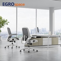 Chaise de bureau ergonomique de luxe EGROspace avec dossier mi-haut en maille, pivotante et réglable pour le soutien lombaire
