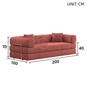 Ghế sofa giường gấp màu cam, khung cố định, thiết kế tiết kiệm không gian, tay vịn tháo rời, chất liệu vải nhung, ghế sofa không khung, phong cách hiện đại, kiểu Chesterfield, phù hợp với căn hộ. - Product Image 4