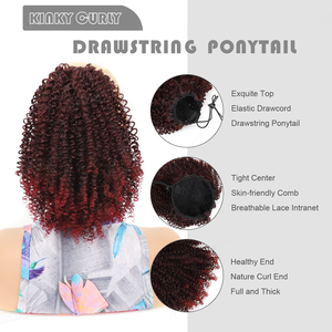 Cordón Puff Cola de caballo Afro Kinky Extensión de cabello rizado Clip sintético en cola de caballo Peluca africana para mujeres negras - Product Image 3