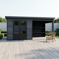 Abri de jardin moderne en acier et bois EASYGREEN série D, abri de jardin en WPC, robuste, verre anti-effraction, température constante, extérieur
