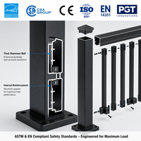 Système de balustrade en aluminium durable à fixation au sol, main courante antirouille pour la sécurité des terrasses, idéal pour la décoration moderne des maisons