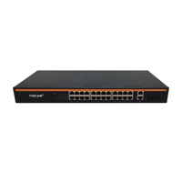 TiNCAM 24 Port 10/100/1000Mbps PoE Switch 200W rak Mount tidak dikelola PoE Switch VLAN 250 meter Gigabit PoE Switch untuk IP kamera