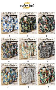 ชุดเสื้อทรงหลวมแขนสั้นสำหรับผู้ชาย,เสื้อชายหาดฮาวายชุดสองชิ้นมาใหม่ - Product Image 5