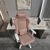 Chaise pivotante ergonomique en cuir PU rose Chaise tournante en maille de jeu de bureau avec logo brodé Confort inclinable de haut niveau
