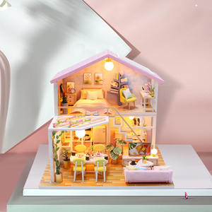 Newest Design American <strong>Vintage</strong> Style Gift Set DIY Miniature Garden Dollhouse <strong>Doll</strong> <strong>Houses</strong> With Light and Furniture for Kids - Product Image 4