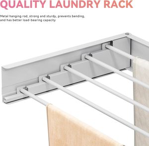 <b>Wall</b> <b>Mounted</b> Retractable Collapsible Foldable Metal Laundry Clothing Holder Bathroom <b>Clothes</b> <b>Drying</b> <b>Rack</b> - Product Image 6