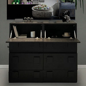 Armoire latérale de rangement en bois massif de chêne <span class=keywords><strong>Carmen</strong></span>, style moderne du milieu du siècle, japonaise, 2 tiroirs pour chambre à coucher, salle à manger, salon, hôtel, villa, maison - Product Image 1