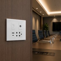Prise murale modulaire Kolani 120, 5 prises 16A 250V, anti-effraction, RJ45 Cat6, TV, USB A+C, panneau de prises universelles