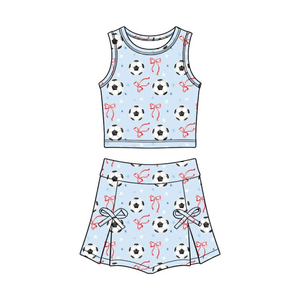 ชุดกระโปรงลายจุดสีแดงขาวสำหรับเด็กผู้หญิง GSD4080 rts Little active girl ขายส่งชุดโยคะแขนกุดสำหรับเด็กผู้หญิงช่วงฤดูร้อน - Product Image 2