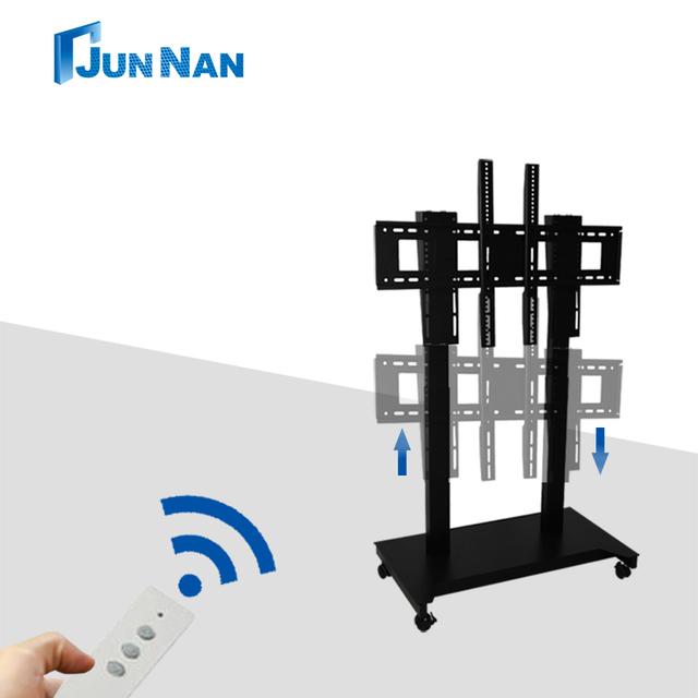 32-65 Inch Electric TV Lift Stand Swivel Remote Control Steel Height Adjustment Lcd Monitor Lift Motorized Tv Lift Cart
