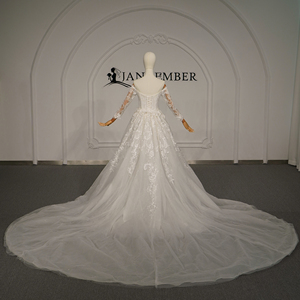 Jancember GT281 - Vestido de <span class=keywords><strong>Novia</strong></span> Sirena con Bordado de Encaje y Sobrefalda, Estilo Romántico y Elegante - Product Image 4