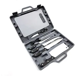 Stainless Steel Cutlery Set 6 Piece with Wood Cutting Board - Kitchen Chef Knife Set