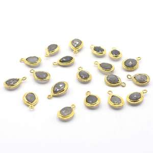 Gray Moonstone Pear Shape 925 Sterling Silver Bezel Gold Plated <b>Pendant</b> Handmade Jewelry Making - Product Image 5