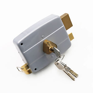 Serrure de porte extérieure antivol en laiton antique avec cylindre à <span class=keywords><strong>double</strong></span> pêne, poignées et <span class=keywords><strong>clés</strong></span>, à <span class=keywords><strong>prix</strong></span> réduit - Product Image 1