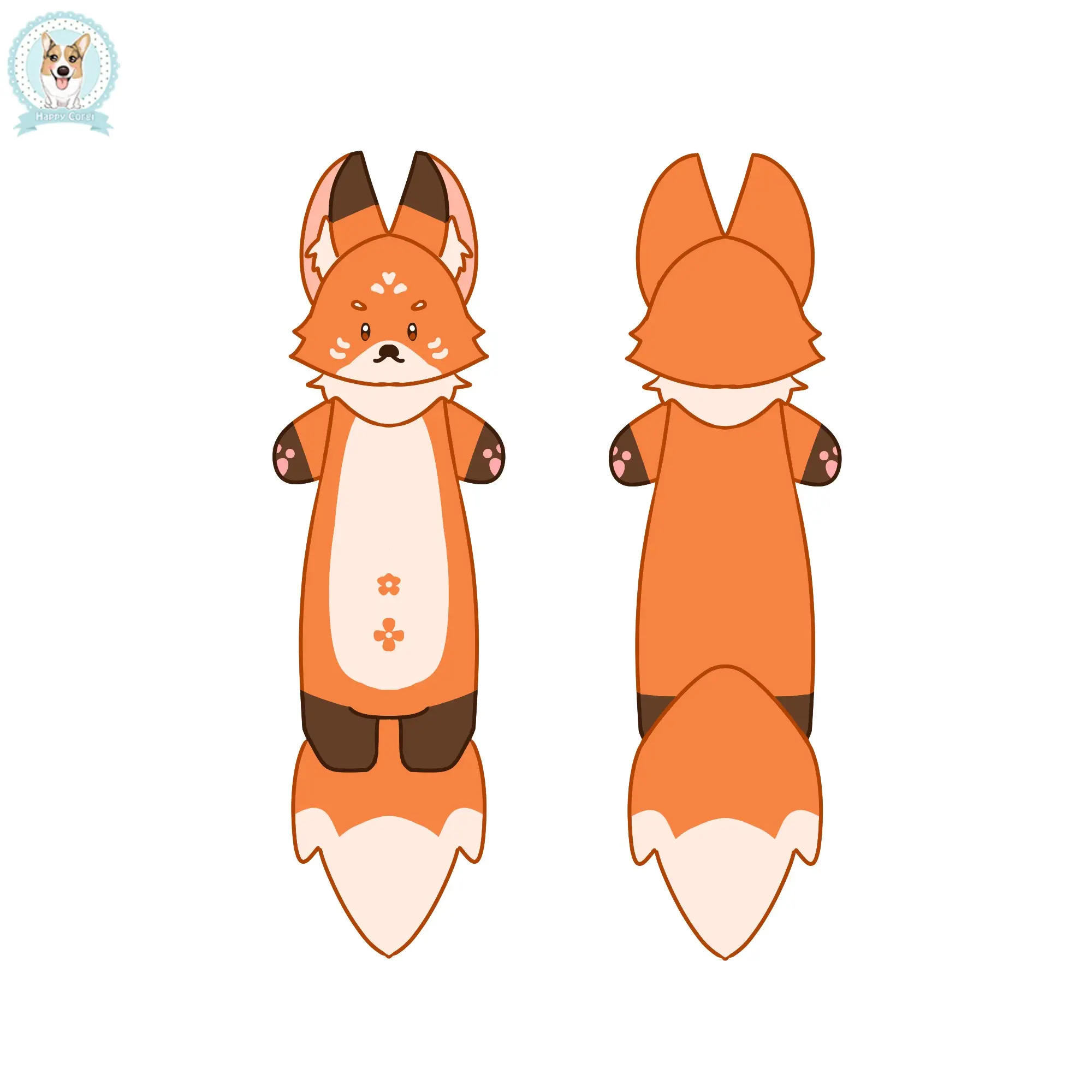 Cuboid shape of cute fox-shaped stuffed animal A stuffed animal that can be used as a throw pillow