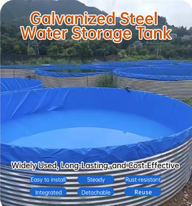 Grands réservoirs <span class=keywords><strong>en</strong></span> acier <span class=keywords><strong>galvanisé</strong></span> ondulé pour l'élevage du tilapia et le stockage d'<span class=keywords><strong>eau</strong></span> - Haute résistance à la <span class=keywords><strong>pression</strong></span>, dimensions personnalisables - Product Image 2