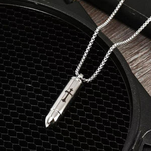 Erkekler kadınlar için Urn kolye-çapraz mermi kolye paslanmaz çelik kremasyon külleri Urn kolye kül için - Product Image 3