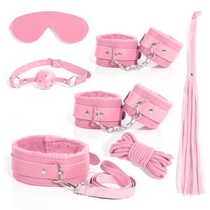 Vente en gros d'équipement de bondage BDSM pour adultes, 7 ensembles de masques pour les yeux pour hommes et femmes, fouet à boule buccale, sangle de retenue des pieds en cuir, jouets sexuels - Product Image 4