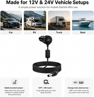 Câble d'alimentation 3M avec voltmètre numérique et amplificateur de tension, allume-cigare vers DC, pour Starlink Mini, chargeur de voiture 12V vers 30V
