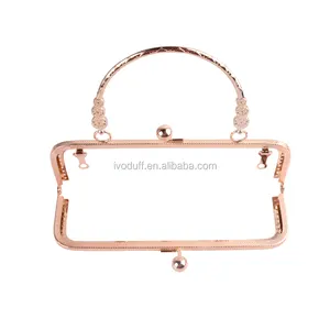 Hotsale Pearl Head Handbag Handle DIY Bag Handles Kiss Clasp Metal Purse Frame