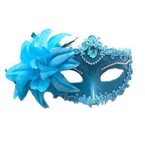 Nuevo Halloween princesa Cosplay media cara maquillaje máscara flor pluma diseño plástico mascarada conjunto para fiestas - Product Image 6