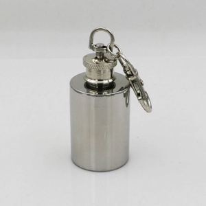 Mini flacon rond en acier inoxydable portable avec couvercle et porte-clés, gobelet de voyage - Product Image 5