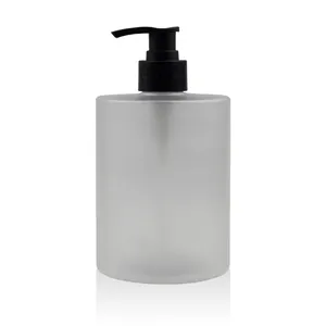 2023 new arrival 500ml 16oz clear frosted matte short fat shampoo bottles for hand soap and hand wash cream