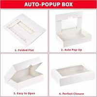 Boîte à gâteaux IMEE carrée 8x8x2.5 10x10x2.5 12x8x2.5'' en carton blanc avec fenêtre transparente, pliable, rectangulaire, pour biscuits, beignets, macarons