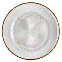 Assiettes de présentation en verre multicolores à rayures verticales de 13 pouces pour la décoration de table de mariage (vente en gros)
