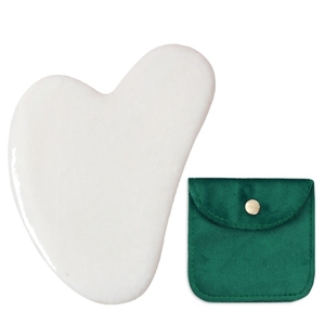 Logo visage rouleaux luxe 100% naturel blanc <span class=keywords><strong>Jade</strong></span> rouleau réel Gua Sha pierre masseur facial outils de soins de la peau - Product Image 4