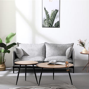 Gray Fabric <b>Sofa</b> Double Seat Nordic Minimalist Design Brushed Sueded U Shape Living Room Furniture - Product Image 4