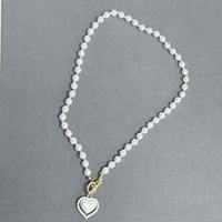 Collier OT en chaîne de perles de luxe couleur or avec pendentif cœur, perles blanches, bijoux de mariage élégants pour femmes et jeunes filles, personnalisable, vente en gros