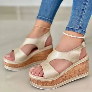 Summer New Wedge Fish-toe Sandals Women's Thick Bottom Platform Casual Roman Shoes - Product Image 4