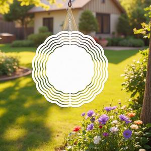Wholesale 8inch 10inch Custom Metal Wind Chimes Spinners Sublimation Blank Double Sided DIY <b>Garden</b> Sublimation Wind Spinner - Product Image 5