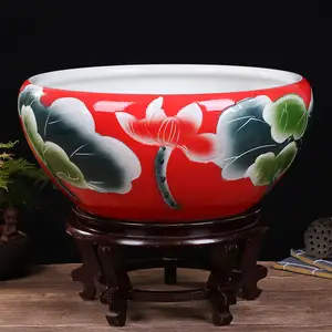 Large Hand Painted Crude Clay Material Flower Pottery Pot
