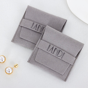 Custom Logo Stylish <b>Envelope</b> Velvet Packaging Jewelry Necklace Pouch Bag Purple Grey Suede Microfiber Jewelry <b>Gift</b> Pouches - Product Image 1