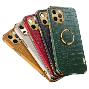 Armband Plating Crocodile Pattern Leather Electroplate Cover iphone 11 12 13 14 Pro MAX Phone Case For Girls