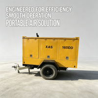 Compresseur d'air diesel à vis sur roues d'occasion XAS160DD 10 bars 88KW pour le forage de roche, les travaux de dynamitage minier et la construction en carrière
