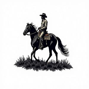 Sudaderas con Estampado de Vaquera Montando a Caballo para Mujer, Tejido de Punto Informal, 100% Poliéster, Cuello Redondo - Product Image 1