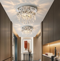 Lustre de plafond en cristal de luxe, rond, en forme de goutte de pluie, avec LED brillantes, en métal, pour salon